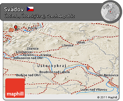 Shaded Relief Panoramic Map of Svádov