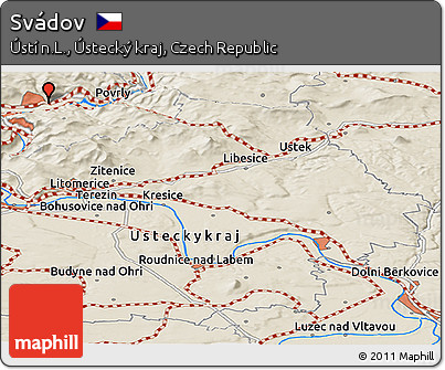 Shaded Relief Panoramic Map of Svádov