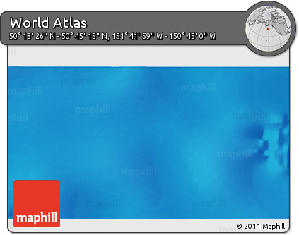 Shaded Relief 3D Map of the Area around 50° 31' 50" N, 151° 13' 29" W