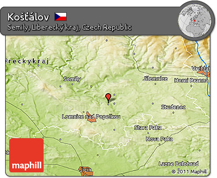 Physical 3D Map of Košťálov