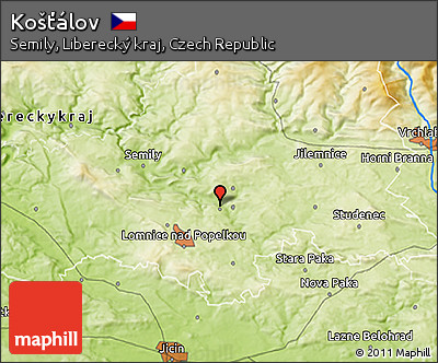 Physical 3D Map of Košťálov
