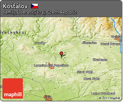 Physical 3D Map of Košťálov
