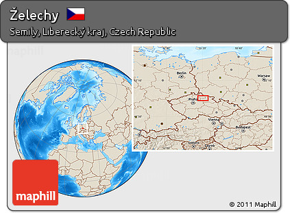 Shaded Relief Location Map of Želechy