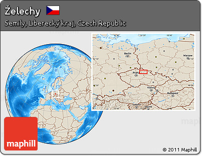 Shaded Relief Location Map of Želechy