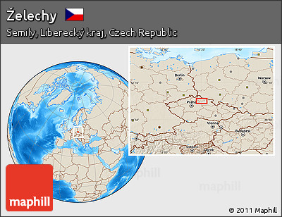 Shaded Relief Location Map of Želechy