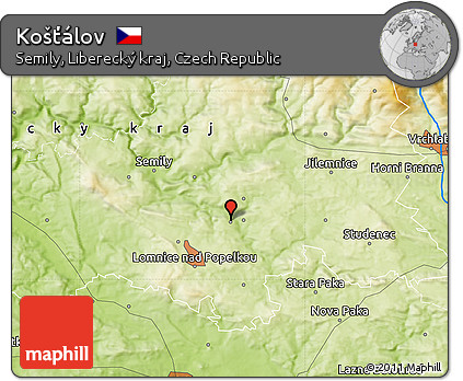 Physical Map of Košťálov