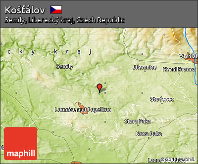Physical Map of Košťálov