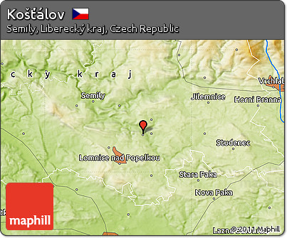 Physical Map of Košťálov