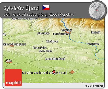 Physical Panoramic Map of Sylvárŭv Újezd