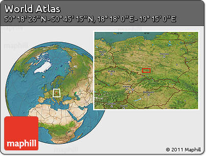 Satellite Location Map of the Area around 50° 31' 50" N, 18° 46' 29" E
