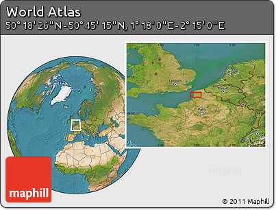 Satellite Location Map of the Area around 50° 31' 50" N, 1° 46' 29" E