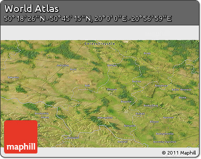 Satellite 3D Map of the Area around 50° 31' 50" N, 20° 28' 30" E