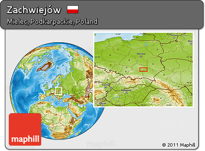 Physical Location Map of Zachwiejów