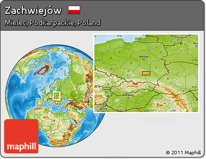 Physical Location Map of Zachwiejów