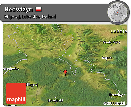 Satellite 3D Map of Hedwiżyn