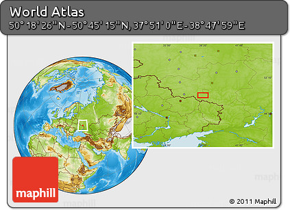Physical Location Map of the Area around 50° 31' 50" N, 38° 19' 30" E