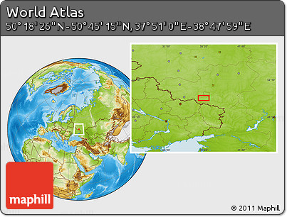 Physical Location Map of the Area around 50° 31' 50" N, 38° 19' 30" E