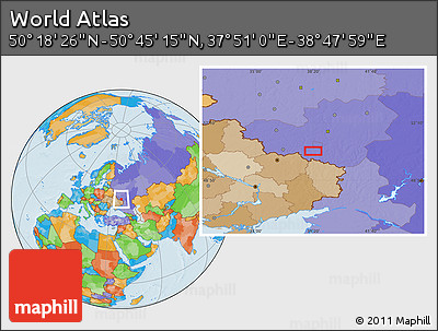 Political Location Map of the Area around 50° 31' 50" N, 38° 19' 30" E