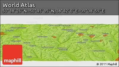 Physical Panoramic Map of the Area around 50° 31' 50" N, 39° 10' 29" E