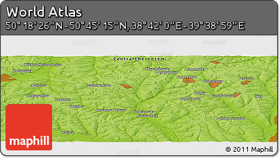 Physical Panoramic Map of the Area around 50° 31' 50" N, 39° 10' 29" E