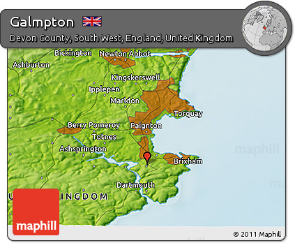 Physical 3D Map of Galmpton