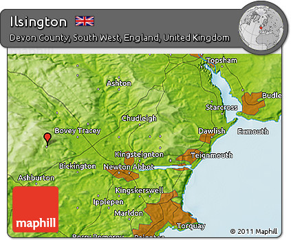 Physical 3D Map of Ilsington