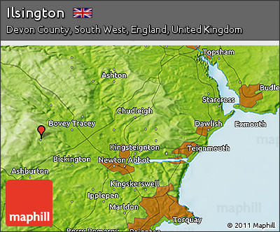 Physical 3D Map of Ilsington