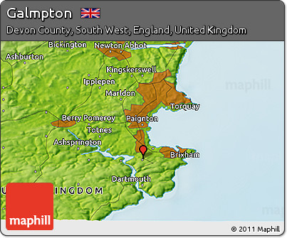 Physical 3D Map of Galmpton