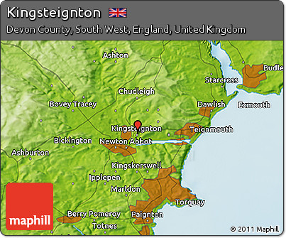 Physical 3D Map of Kingsteignton