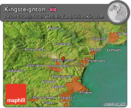 Satellite 3D Map of Kingsteignton