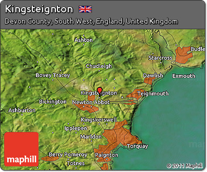 Satellite 3D Map of Kingsteignton
