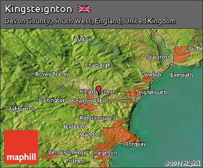 Satellite 3D Map of Kingsteignton