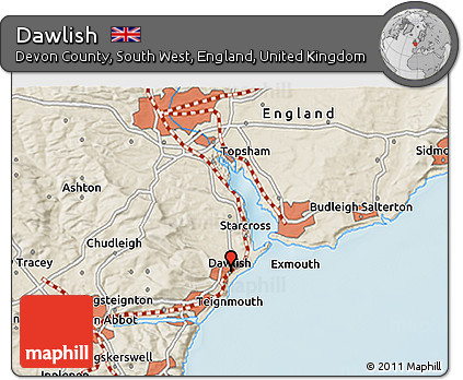 Shaded Relief 3D Map of Dawlish