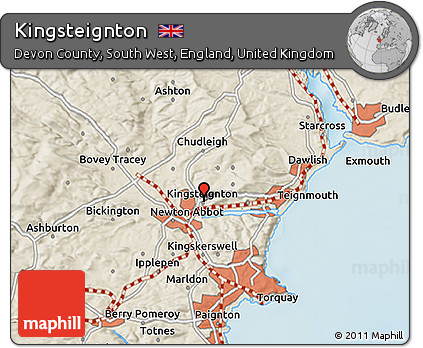 Shaded Relief 3D Map of Kingsteignton