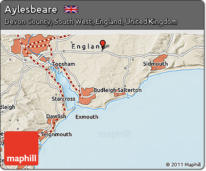 Shaded Relief 3D Map of Aylesbeare
