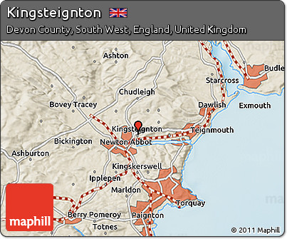 Shaded Relief 3D Map of Kingsteignton