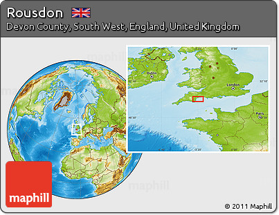 Physical Location Map of Rousdon