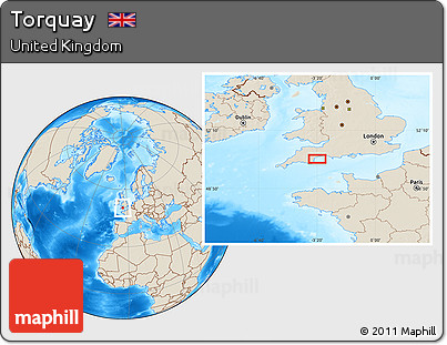 Shaded Relief Location Map of Torquay