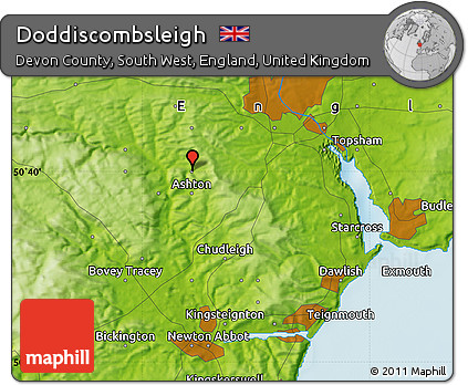 Physical Map of Doddiscombsleigh