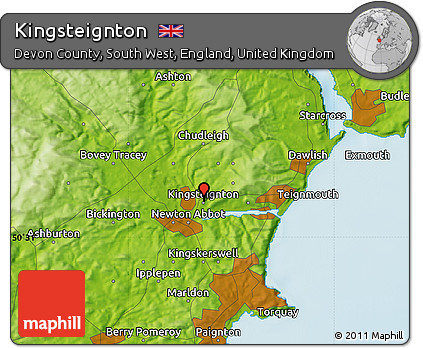 Physical Map of Kingsteignton