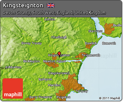 Physical Map of Kingsteignton