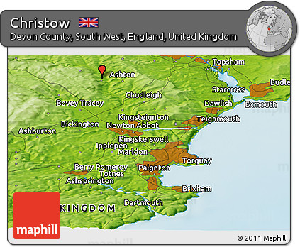Physical Panoramic Map of Christow