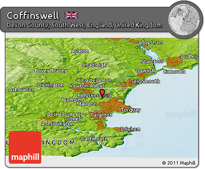 Physical Panoramic Map of Coffinswell