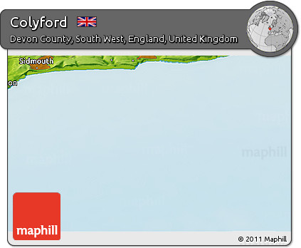 Physical Panoramic Map of Colyford