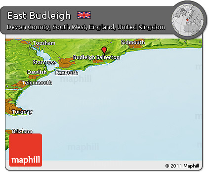 Physical Panoramic Map of East Budleigh