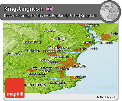 Physical Panoramic Map of Kingsteignton
