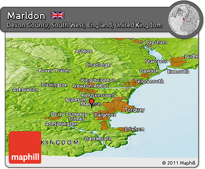 Physical Panoramic Map of Marldon