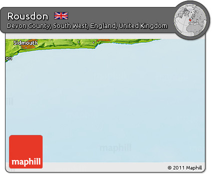 Physical Panoramic Map of Rousdon