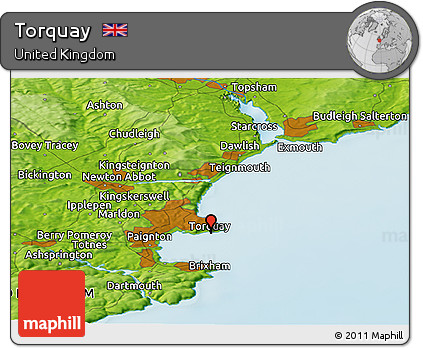 Physical Panoramic Map of Torquay