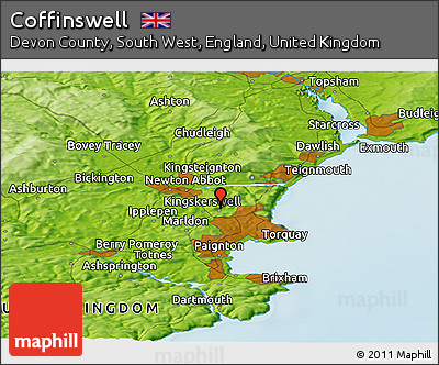 Physical Panoramic Map of Coffinswell
